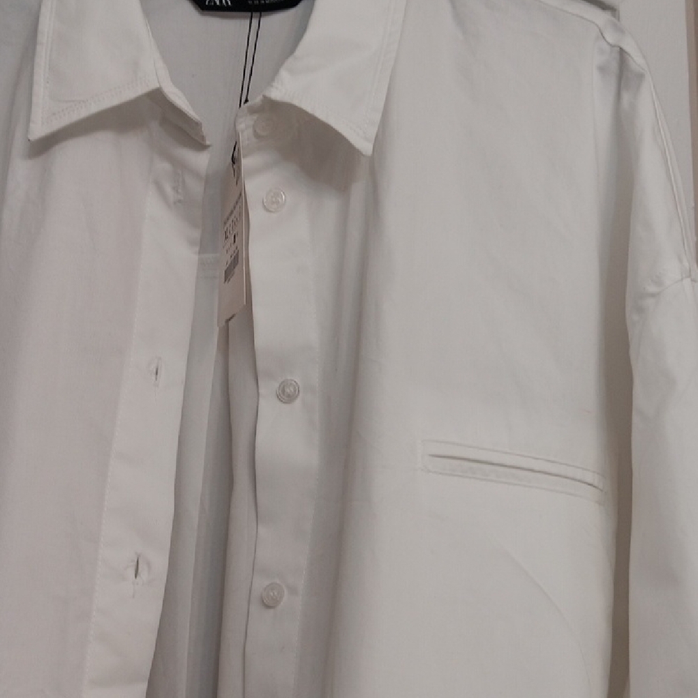 Zara White Oversized Button Down Shirt -NWT - Picture 3 of 6